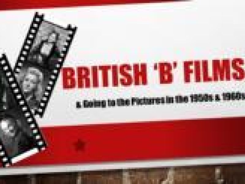 Red and white slide with black and white photos from old films