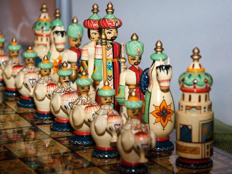 Photo of a decorated chess set