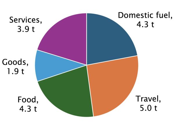 Graphic showing a pie chart of a carbon footprint