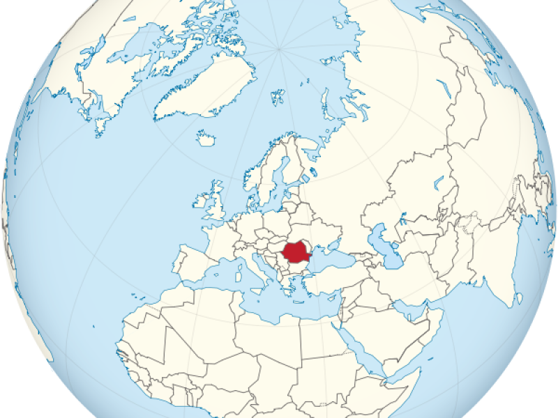 world map showing romania