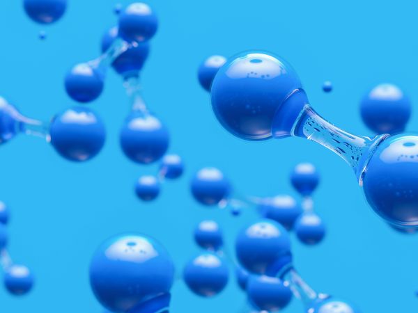 blue hydrogen molecule graphic