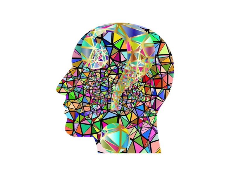 Colourful graphic of a human head