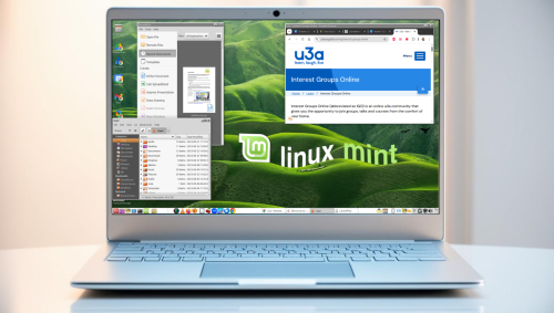 Photo of a laptop showing Linux as an operating system