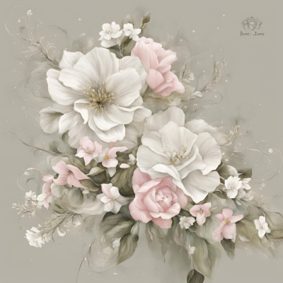 pink and white flowers painting