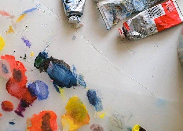 colourful watercolour paint splodges