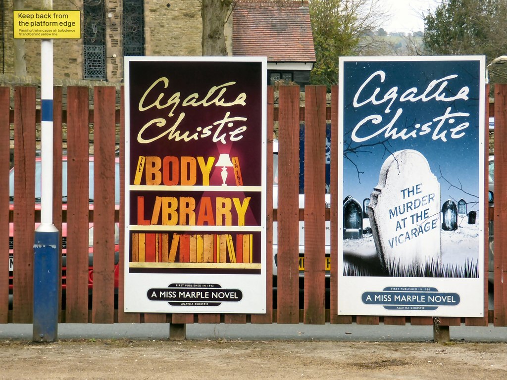 Agatha Christie posters at Marple Station