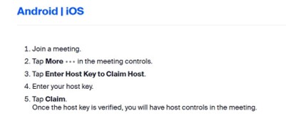 Host Key instructions for Android and iOS