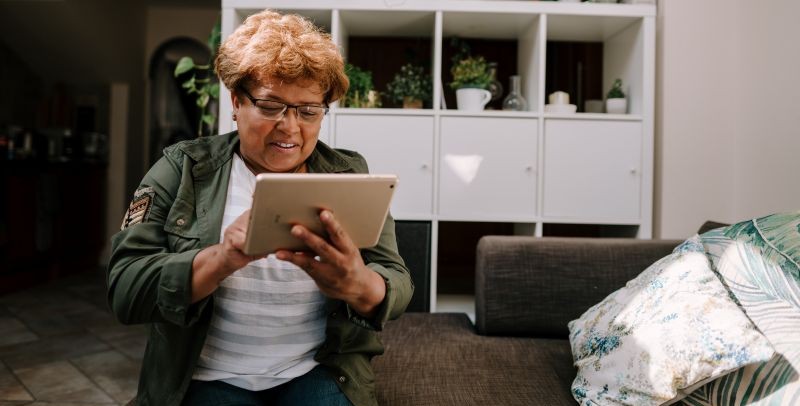 A woman enjoying online activity