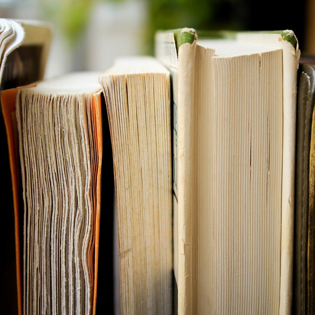 old books lined up