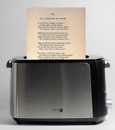 toaster with a poem popping up out of it