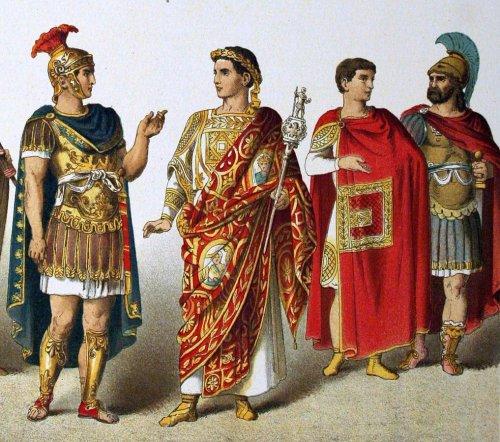 An image of four romans talking