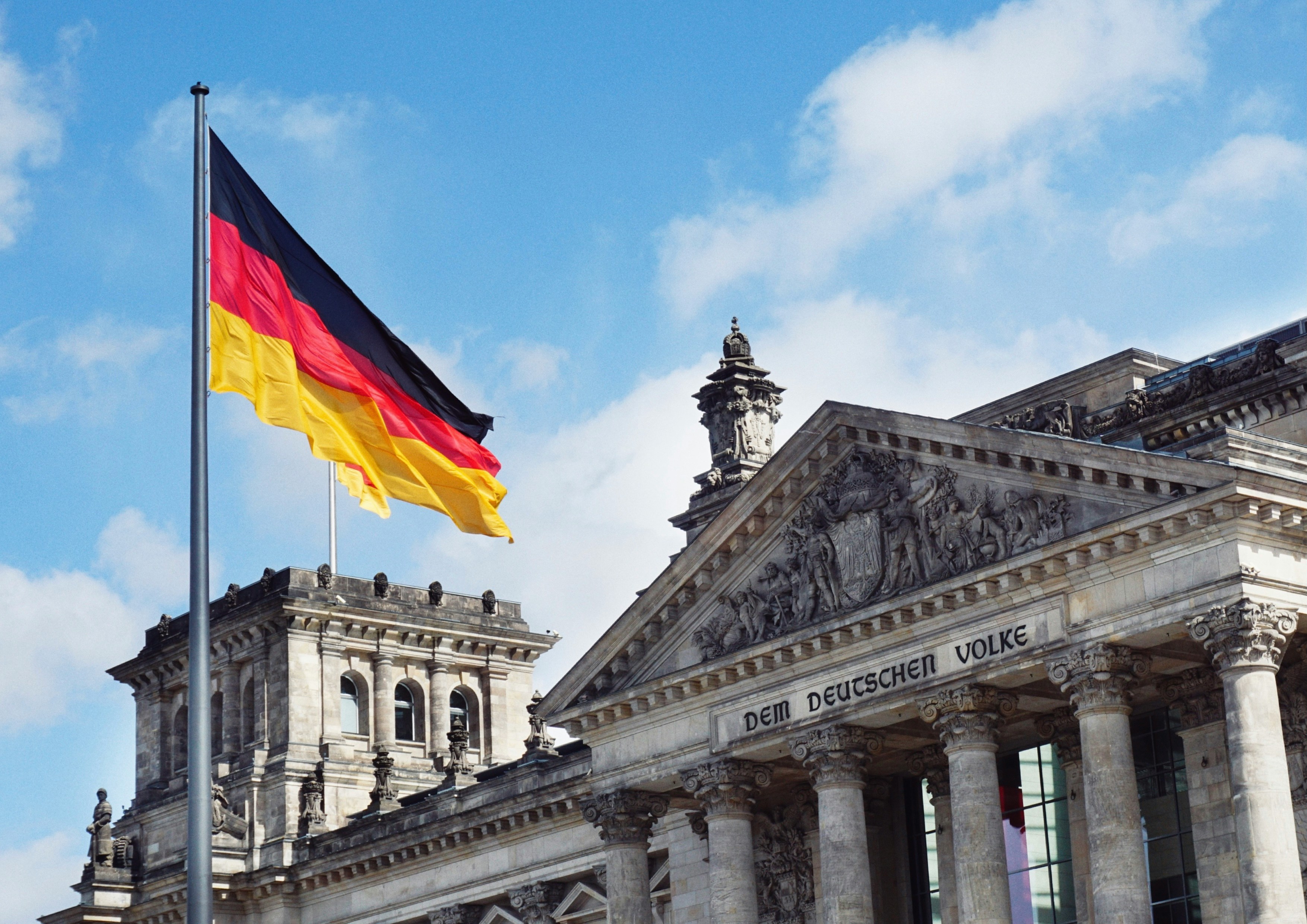 German flag outside a building
