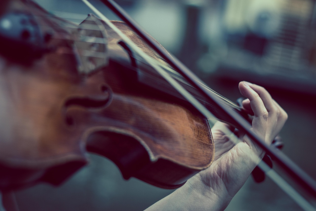 Photo of a violin being played