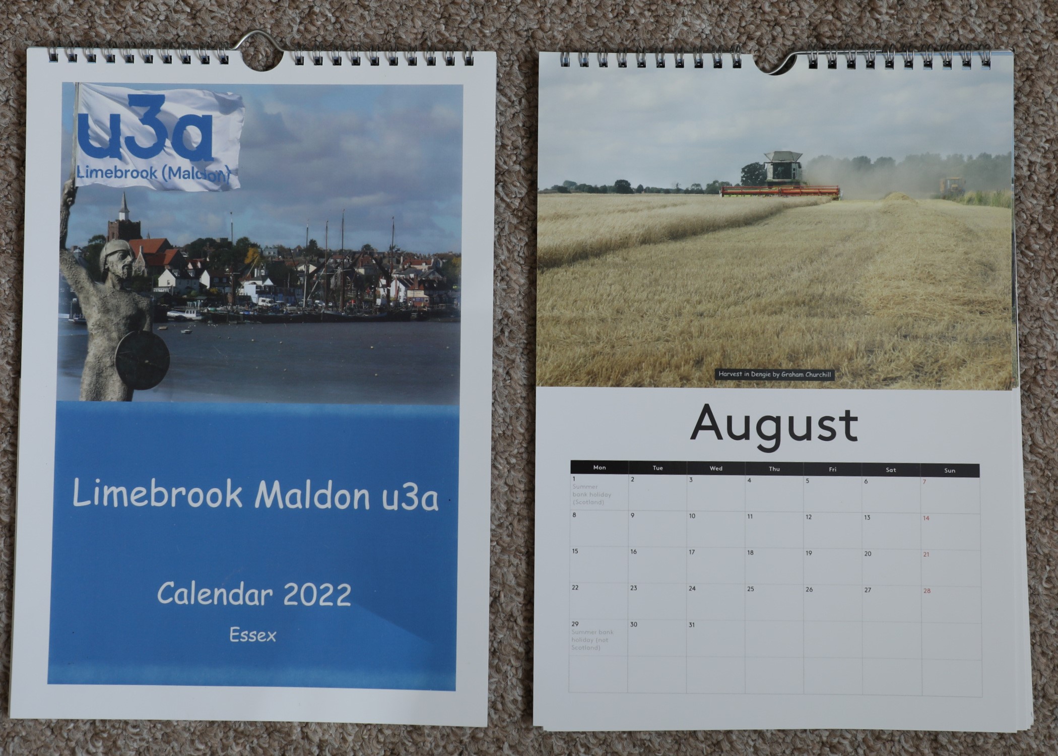photography calendar showing month of august