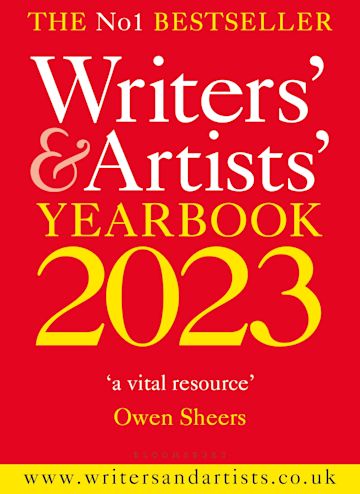 the cover of a book. the background is red, with big yellow text saying 'writers' & artists' yearbook 2023'
