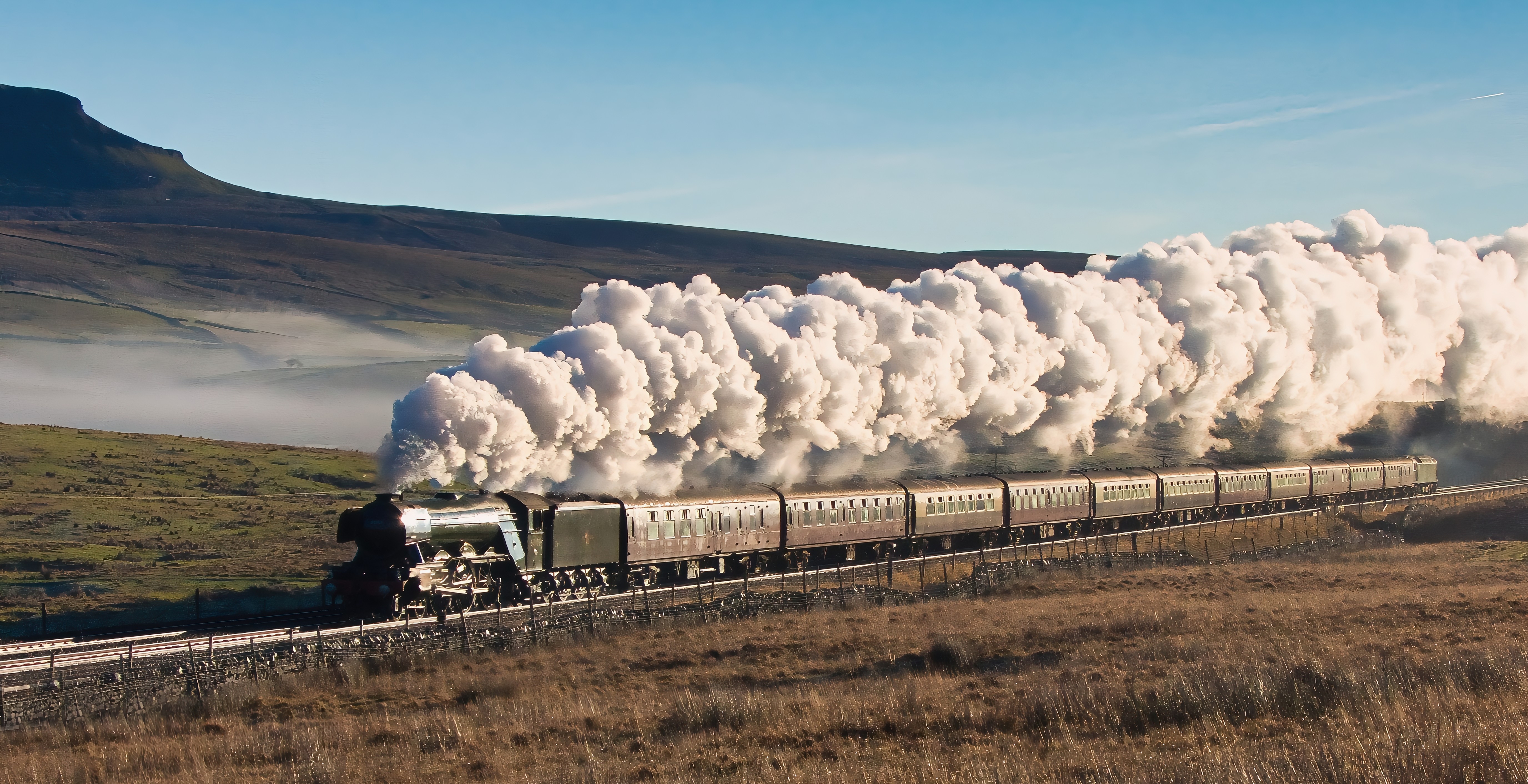 The Flying Scotsman train in full steam