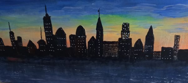 'Sunset over the City' by Marian Lewis, West Herts u3a