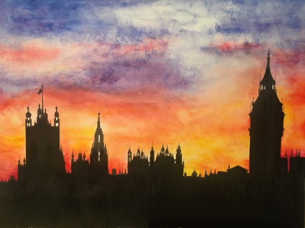 ‘City of Westminster at Sunset’ by Marie Evans, Epsom & Ewell u3a