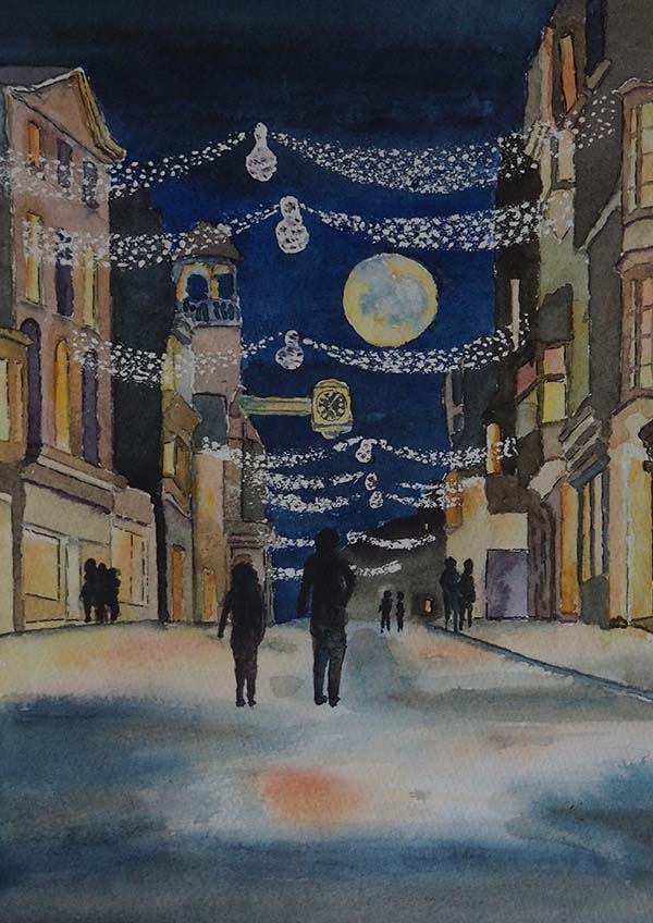 'Christmas Moon, Guildford High Street' by David Wrigley of Fleet u3a