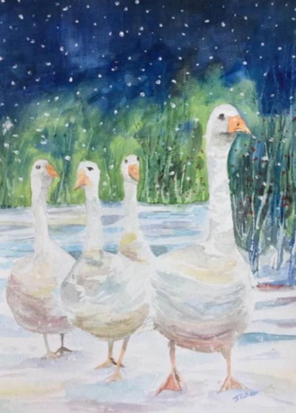 'Winter Geese in the snow' by Julie Gilson, Long Eaton and District u3a