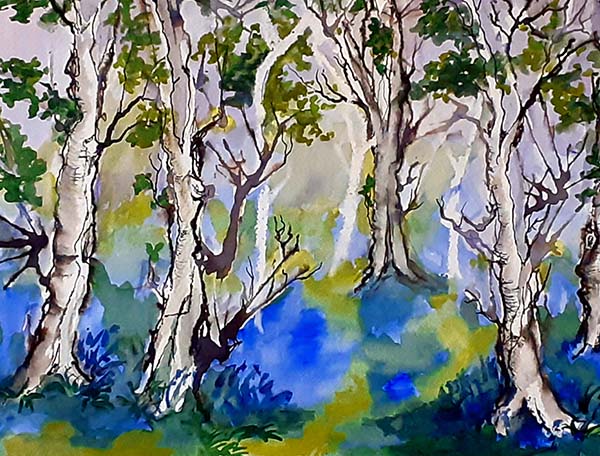 'Bluebell undergrowth' by Jillian Daniell of Marple & District u3a