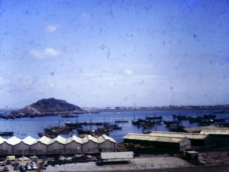 grainy photo of a harbour