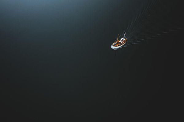 A boat at sea