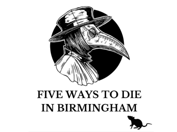 Graphic of a plague mask and rat