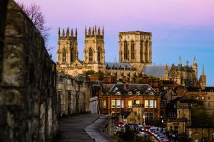 York viewed at the end of the day when the sun is setting