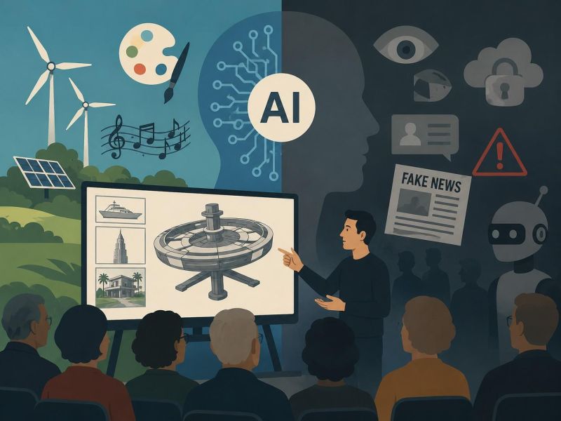 Graphic showing an AI lecture