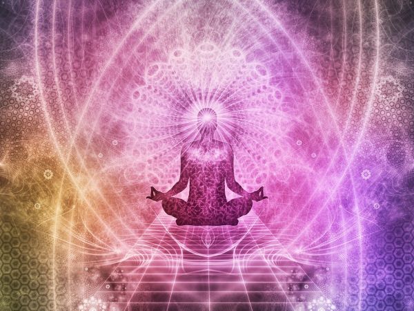 Graphic representing someone meditating