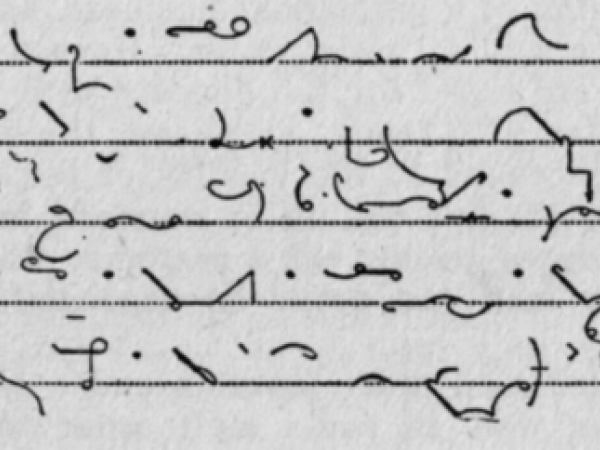 an example of shorthand writing on lined paper