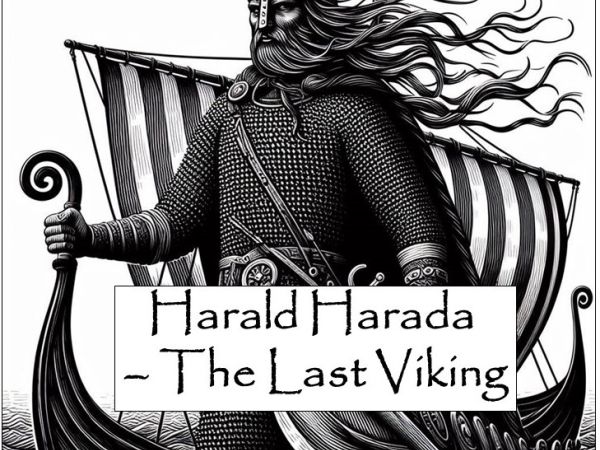 graphic of harald hardrada at the head of a ship