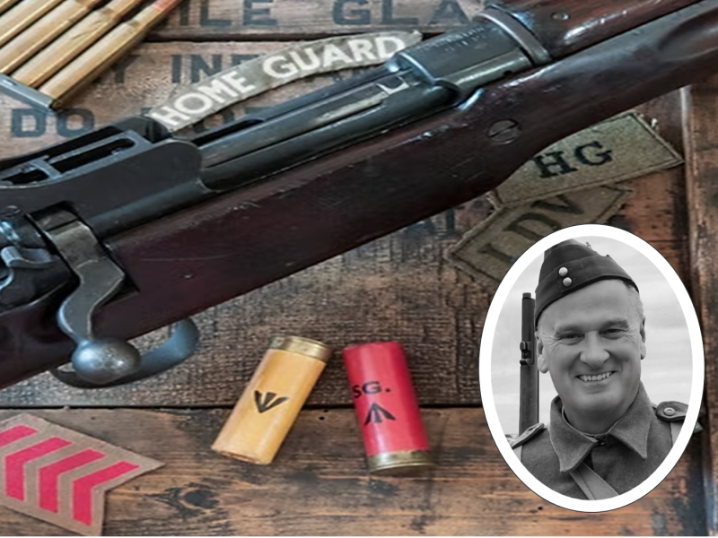 Photo of a gun and cartridges of the home guard