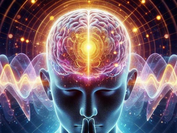 AI Generated image of a human in thought with highlighted brain