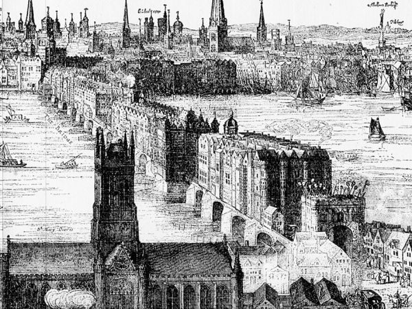Drawing of Old London Bridge