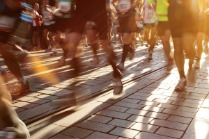 People running in a marathon