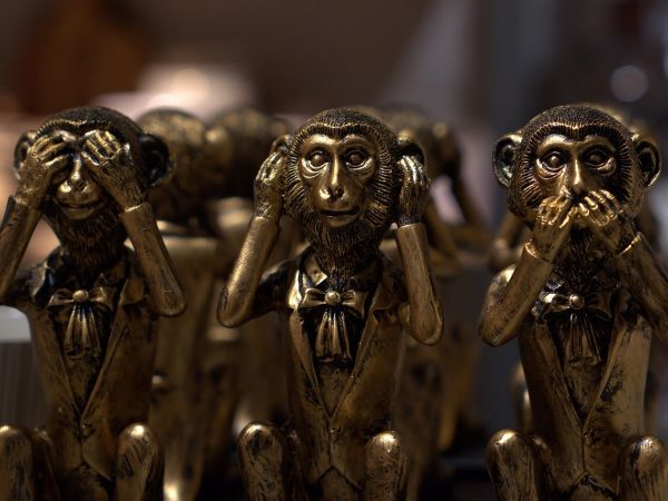 Photo of brass monkeys - see, hear and speak no evil