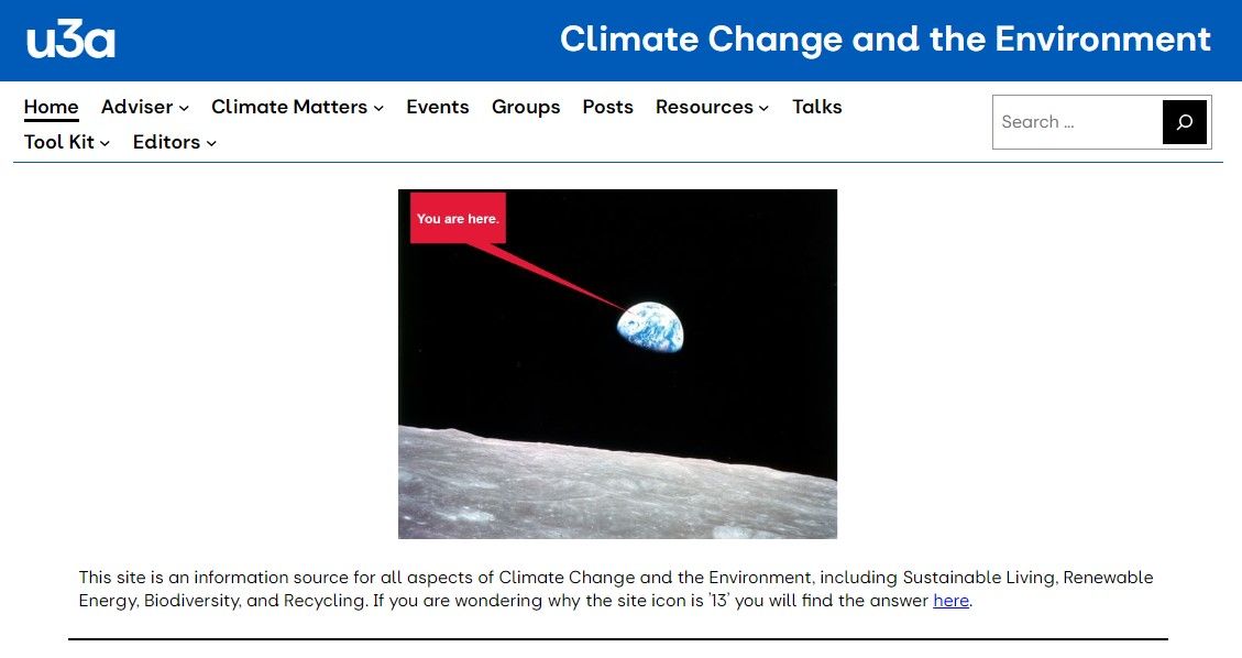 A screenshot of the Climate Change Subject Network website