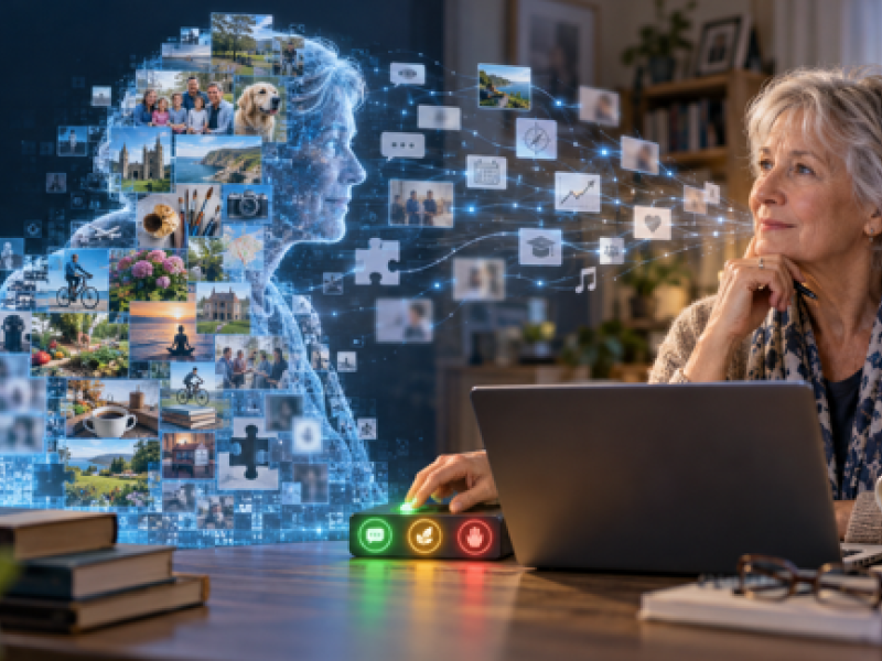 Graphic representing a virtual image of a woman
