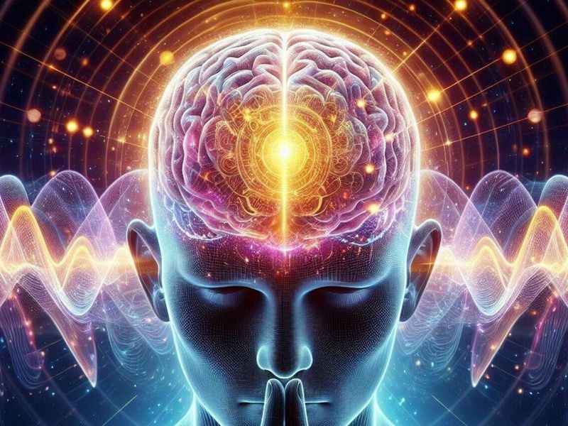 AI Generated image of a person thinking with a brain highlighted