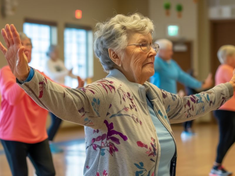 Members practising tai chi