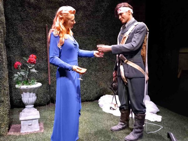 Photo of a diorama showing a parachute soldier