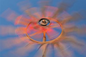 a wind axis turning - with bright pink and blue colours