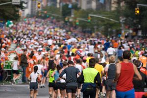 People running a half marathon