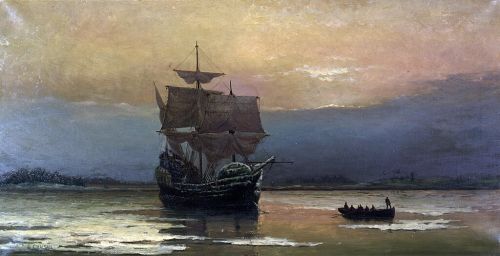 The Mayflower in Plymouth Harbour, William Halsall