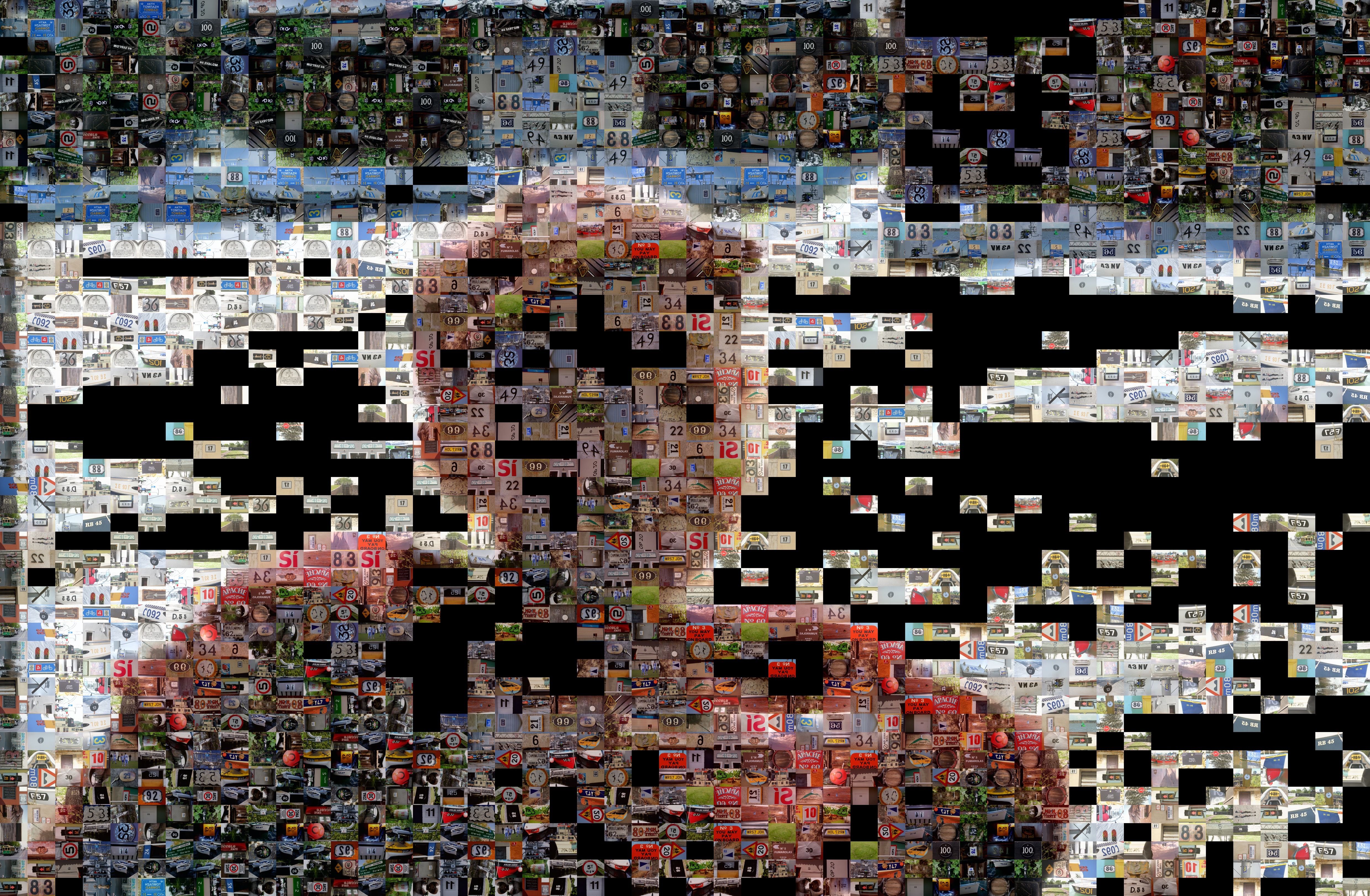 Mosaic of photo of a boy on a skiing holiday