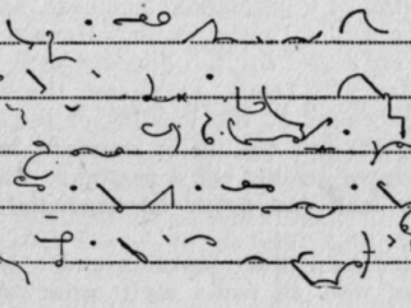 an example of shorthand writing on lined paper