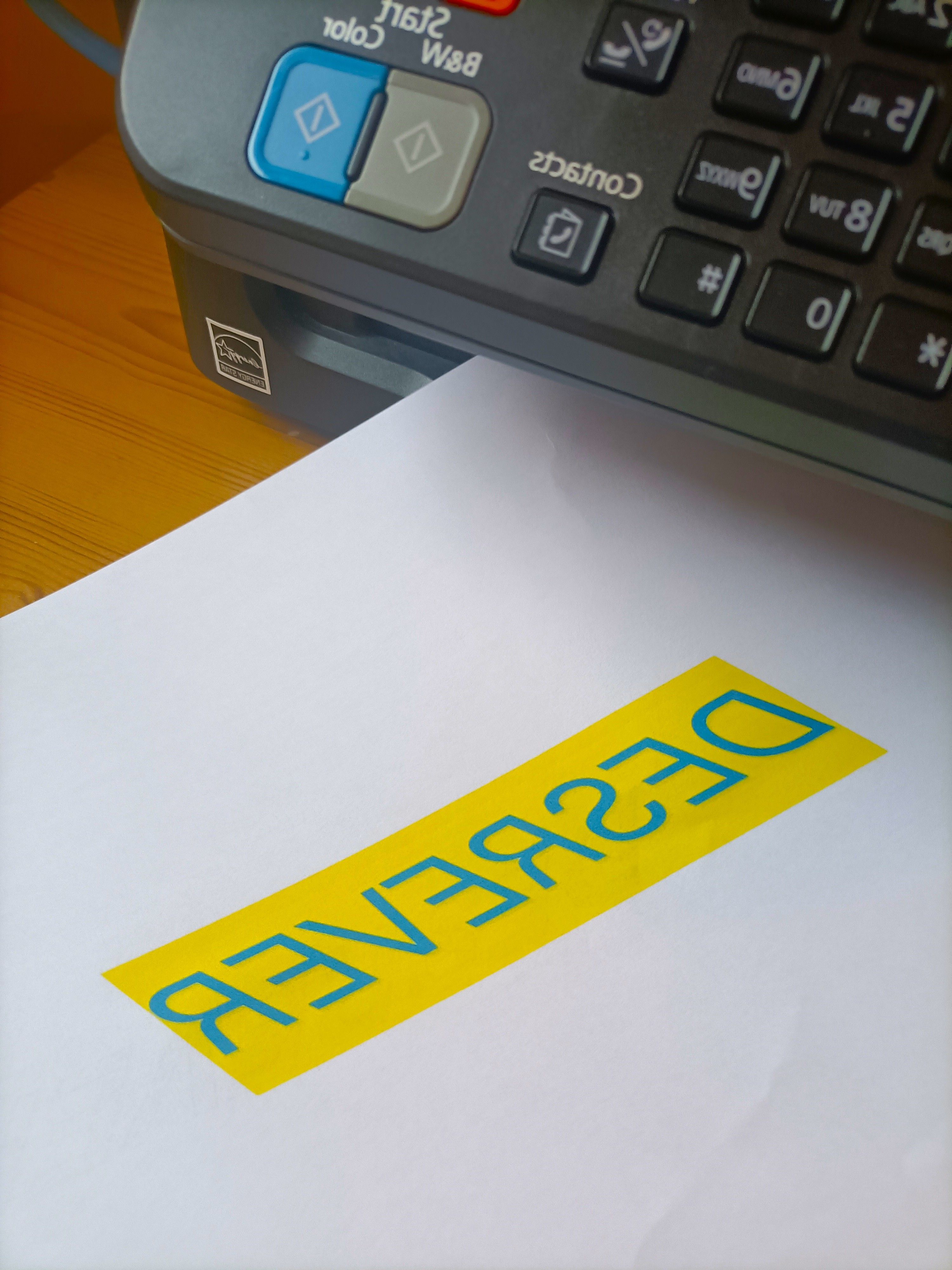 Photo of a reversed printer