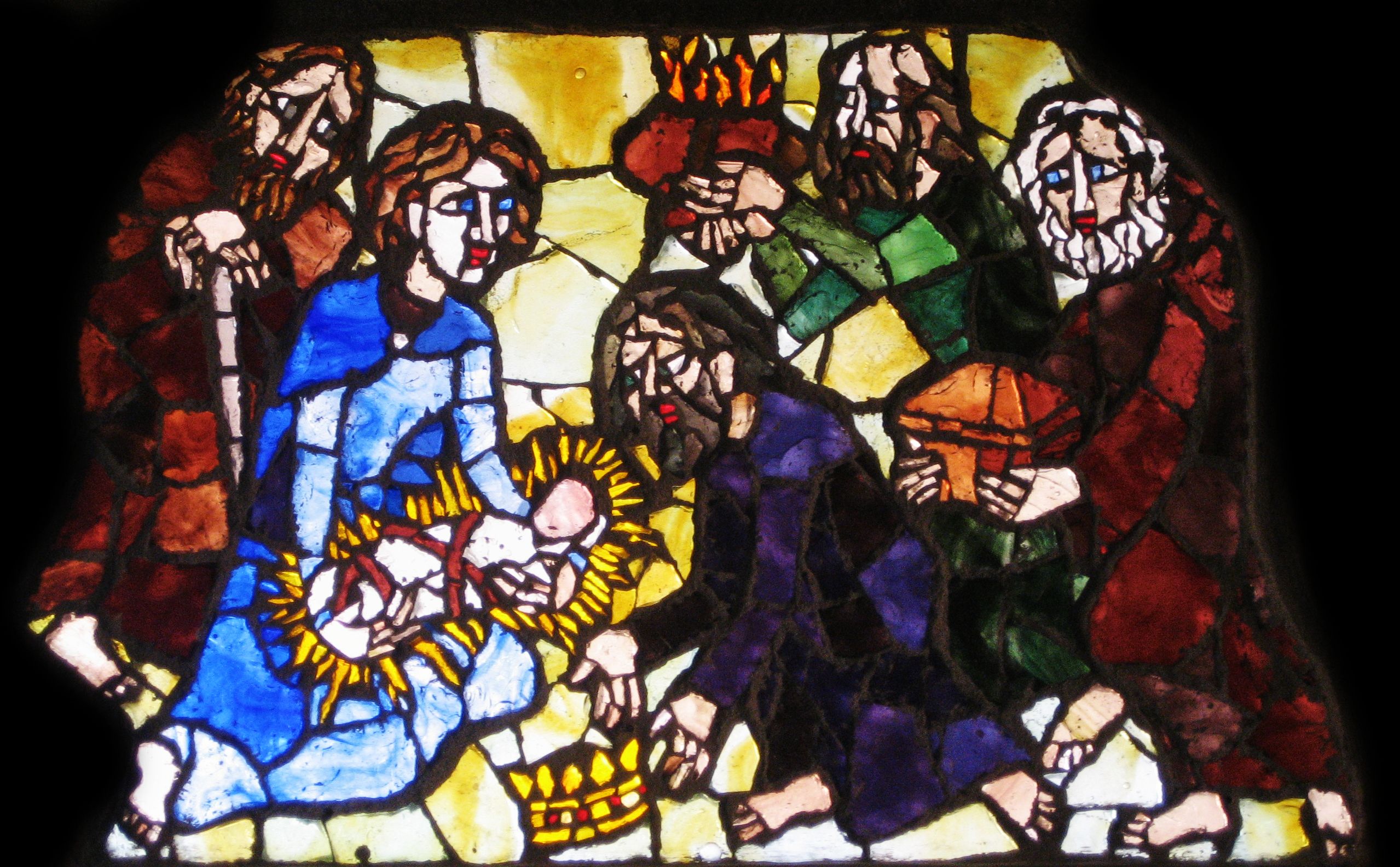 Photo of a stained glass nativity scene